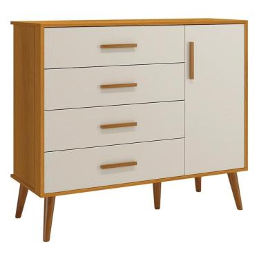 Imagem de Cômoda Infantil Isis 1 Porta e 4 Gavetas Areia/Savana - Reller Móveis