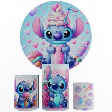 Imagem de Kit Decoração Festa, Painel Stitch + Trio Capas De Cilindros (Color 11)