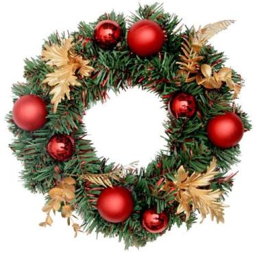 Imagem de Guirlanda Bolas Folhas 30cm Enfeite De Natal Para Pendurar - Master