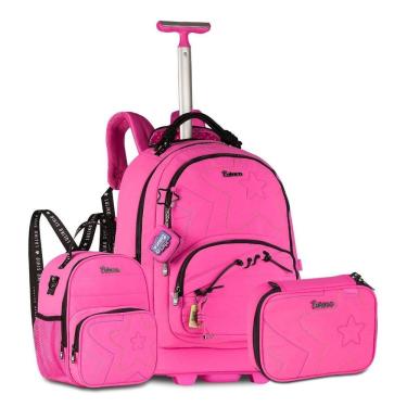 Imagem de Kit Escolar Luluca Mochila Com Lancheira E Estojo Box Rosa