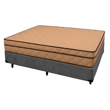 Imagem de Cama Box Casal 138 Suede Cinza com Colchão Polônia - D28 65x138x188