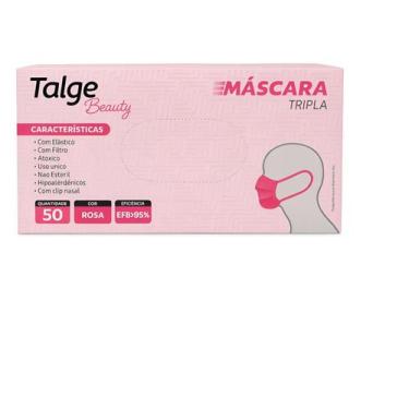Imagem de Mascara Descartavel Rosa Tripla Com Elastico C/ 50 - Talge