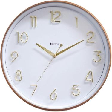 Imagem de Relógio De Parede Dourado E Branco Silencioso Herweg 6853-31