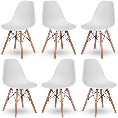 Imagem de Kit 6 Cadeiras Jantar Wood Base Madeira Eiffel Charles Eames