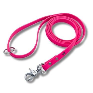 Imagem de Coleira Gummy K9 Biothane para cães, guia de treinamento profissional, aço inoxidável, fecho de segurança avançado, à prova de intempéries, impermeável, de longa duração, 1,8 m (rosa 3/4), pequeno