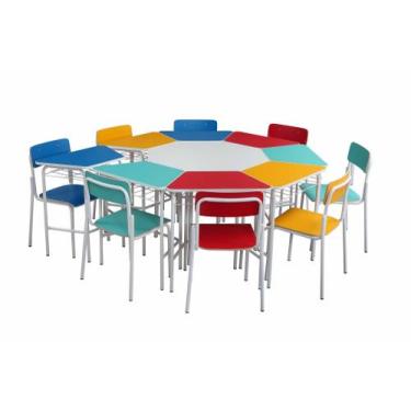 Imagem de Círculo Oitavado Juvenil c/ Cadeira em Fórmica - SchoolCenter