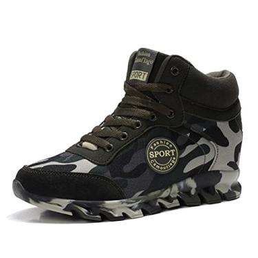 Imagem de WILTENA Tênis De Salto Alto Invisível Feminino, Calçado Plataforma Para Caminhada Casual Feminino Verde Exército Camuflado Tamanho 8,5W