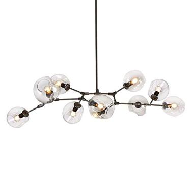 Imagem de Lustres, Lustre Industrial Moderno, Lustre Moderno 3S Dourado Teto Century Luminária Pendente Ajustável para Cozinha Sala de Estar Quarto/Transparente./9S