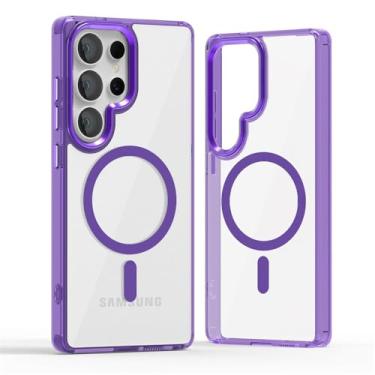 Imagem de Capa de carregamento sem fio translúcida de luxo, roxa, para Galaxy A55