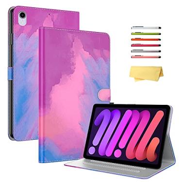 Imagem de UUcovers Capa para iPad Mini 6 2021 (8,3 polegadas), capa para iPad Mini 6ª geração com bolsos para lápis [despertar/hibernar automaticamente] Capa rígida rígida de couro sintético inteligente, roxo,