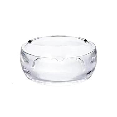 Imagem de Cinzeiro de vidro redondo transparente para sala de estar escritório mesa de centro ornamentos de mesa de centro cinzeiro ao ar livre (transparente)