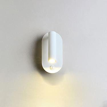 Imagem de Luminária de leitura LED de parede, luminária de parede de cabeceira para quarto, luminária de destaque ajustável de 90+350° para cabeceira, arandela interna com fiação e interruptor, branco