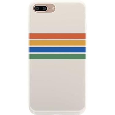 Imagem de Casely Capa de celular para iPhone 8 Plus, 7 Plus, 6/6s Plus - Capa com listras de arco-íris - Cobertura de 360 graus para o seu telefone - Recortes precisos, proteção de câmera com borda elevada de 1 mm - Clássico