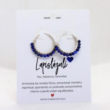 Imagem de Brincos em prata 925 com pedra lápis-lazúli - Lightbek Official Store