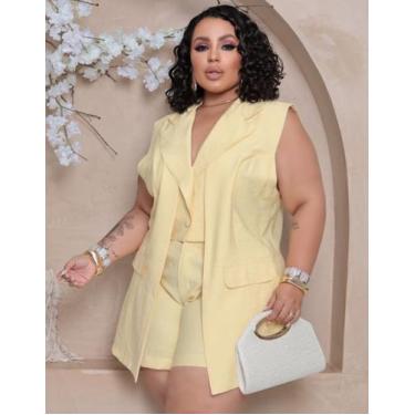 Imagem de Conjunto Plus Size Feminino Colete Duplo E Short Casual - RezesModa, A