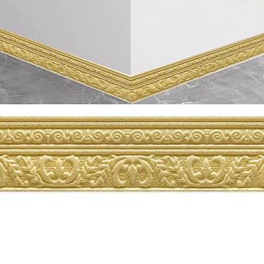 Imagem de Borda de papel de parede, acabamento de parede, linha de acabamento de parede impermeável 3D contorno borda autoadesivo decalque de parede removível parede quarto azulejos adesivo para cozinha