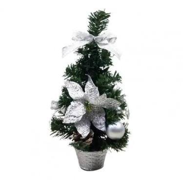 Imagem de Árvore de Natal pequena de 20 m/30 cm para decoração de casa de Ação de Graças e Natal (prata, 20 m)