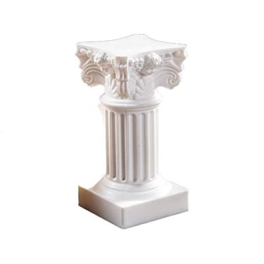 Imagem de Centro de Mesa Candelabro com padrão em relevo estilo europeu coluna castiçal decoração de mesa plástico para Jantar(Branco)