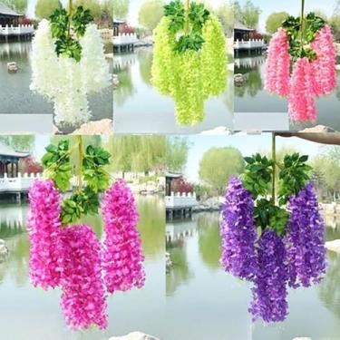 Imagem de Kit 10 Galhos de Orquídea Chuva de Ouro Artificial 97cm – 450 Flores Realistas para Arranjos e Decoração Elegante(RZF025-5 Unidades)