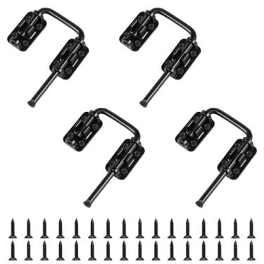 Imagem de 4 peças de trava de porta multiuso à prova de ferrugem em forma de U para janela celeiro jardim cerca portão galpão garagem (preto, 4)