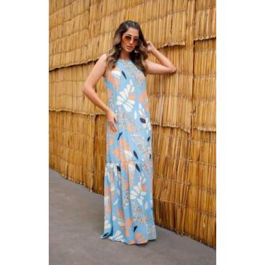 Imagem de Vestido longo azul de alça - Ana modas