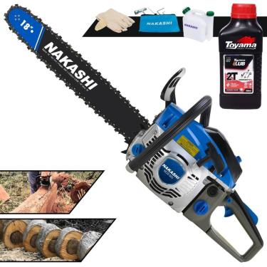 Imagem de Motorsserra Motosserra Nakashi NCS500 À Gasolina Motor 2T 49,3cc Profissional Sabre 18 Polegadas Com Vela NGK e Carburador Walbro + EXTRA ÓLEO TOYAMA