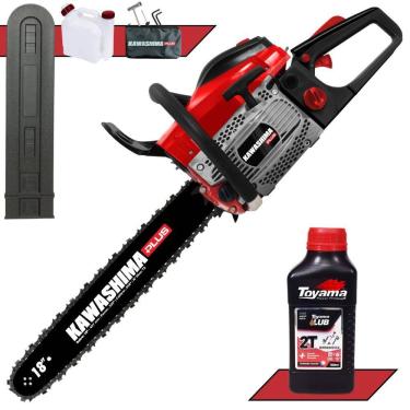 Imagem de Motosserra À Gasolina Kawashima KCS 500P 49,3cc Alta Potência e Rotação Com Sabre 18’` Sistema Antivibração e Carcaça de Magnésio + ÓLEO TOYAMA FG50