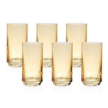 Imagem de Jogo De Copos Copa E Cia 6 Peças Lustro 500ml âmbar