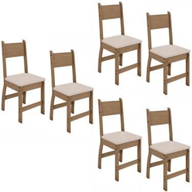 Imagem de Kit De 6 Cadeiras Milano Com Tecido Em Material Sintetico Carvalho/savana