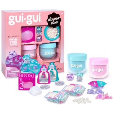 Imagem de Kit Deluxe Gui Gui com 2 Slimes Iridescentes e Perfumadas, 5 Passos para Personalizar seu Slime GlowUp, Recipiente Lacrável e Reutilizável