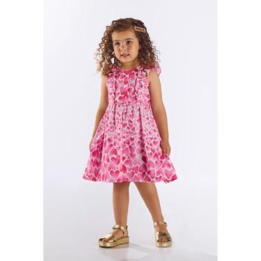 Imagem de Vestido Infantil Corações em Algodão Up Baby, Rosa, 6