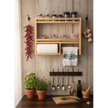 Imagem de Suporte porta tempero cozinha condimentos churrasqueira parede (Pinus)
