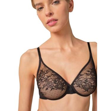 Imagem de Gossard Sutiã feminino transparente de renda brilhante, Preto (Preto), 34E