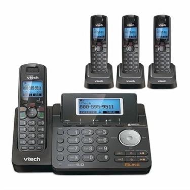 Imagem de VTech DS6151-11 DECT 6.0 Telefone sem fio expansível de 2 linhas + (3) aparelho acessório DS6101-11, preto
