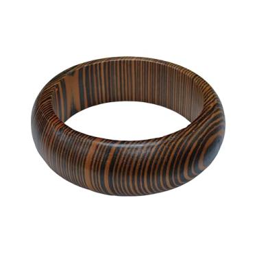 Imagem de Pulseiras étnicas grossas de madeira boêmia esculpida geométrica de madeira natural para mulheres e homens vintage padrão listrado artesanal tribal joia de pulso, Medium, Zinco, Sem Pedra Preciosa