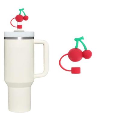 Imagem de Capa de palha de cereja para copo Stanley de 40 e 850 g, tampa de silicone de 10 mm para acessórios de copo Stanley, bonito topo de palha para copos, tampa de palha para tampas de ponta de canudos