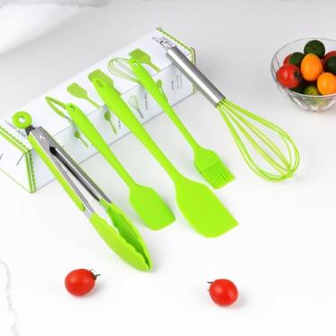 Imagem de Conjunto de 5 peças de espátula de borracha de silicone, espátulas sem BPA de grau alimentício para uso na cozinha, espátula resistente ao calor para cozinhar e assar, pode ser lavada na lava-louças
