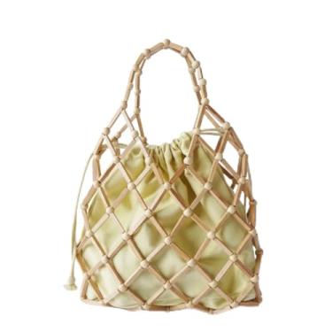 Imagem de ALWY Bolsa Feminina Madeira Bambu Original Pequena Estilosa Saco Poliéster, Reveillon, Bolsa Madame, Bolsa Presente