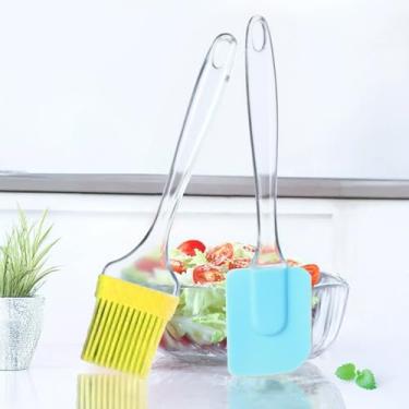 Imagem de Conjunto de 2 espátulas de silicone de cozinha, espátula de cozinha resistente ao calor para assar, cozinhar e misturar, utensílios de cozinha para frigideira antiaderente, itens essenciais para casa
