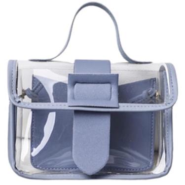 Imagem de Bolsa transparente transparente para estádio aprovada em estádios para dia de jogo, eventos, esportes para mulheres, Azul claro, Large