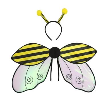 Imagem de Surakey Fantasia infantil com asas de borboleta, abelha, inseto, asas, fantasia para meninos e meninas, festa de aniversário, amarelo