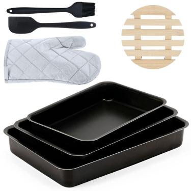 Imagem de Assadeira 3 Pçs + Descanso Panela + Luva + Pincel + Espátula