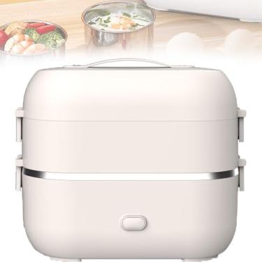 Imagem de Marmita EléTrica,Mini Panela De Arroz Independente De Camada Dupla Com Capacidade De 2 Litros,Material Em AçO InoxidáVel,Design 3 Em 1 Para Carro,CaminhãO E EscritóRio