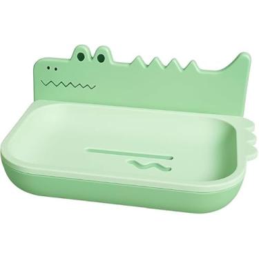 Imagem de Saboneteira Porta Sabonete Jacaré com Drenagem - Adesivo Parede Sem Furos, Mantém Sabonete Seco em Banheiro (Verde Claro)