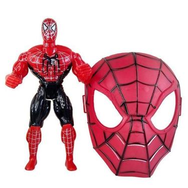 Imagem de Brinquedo Boneco Vingadores Homem Aranha 25Cm + Mascara 16Cm