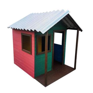 Imagem de Casinha Infantil Lanci Madeira Plástica Maciça 150x150x175cm Externa