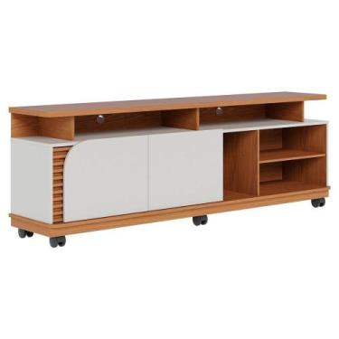 Imagem de Rack Bancada Tv 75 Pol 180 Cm Jurere Freijo Off White Matte Colibri - 