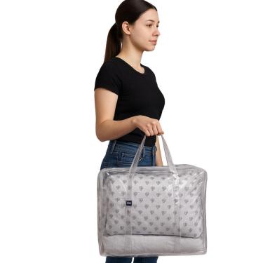 Imagem de Bolsa Plástica Sacola Transparente Com Zíper Visível Tam G