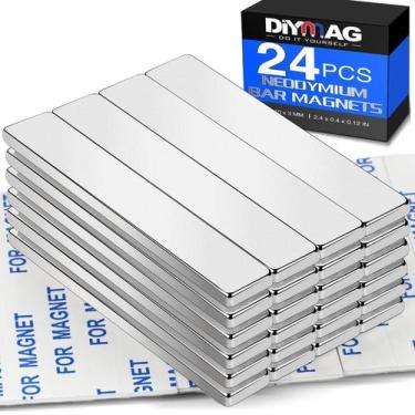 Imagem de Ímãs em barra DIYMAG de neodímio de terras raras com adesivo 60x10x3mm