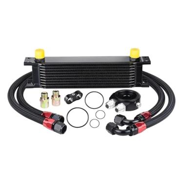 Imagem de EVIL ENERGY Kit de resfriamento de óleo de 10 fileiras, radiador britânico universal de alumínio preto de transmissão 10AN